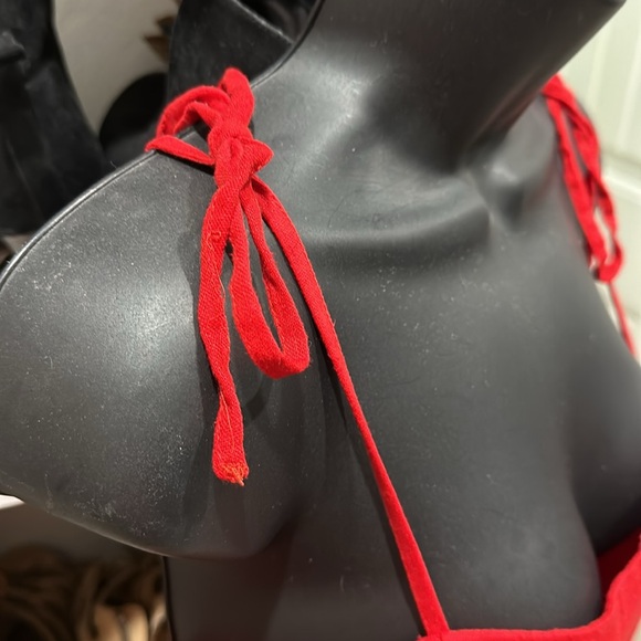 Red Gianni bini linen large women’s zip up spaghetti strap sundress knee length - Picture 4 of 7